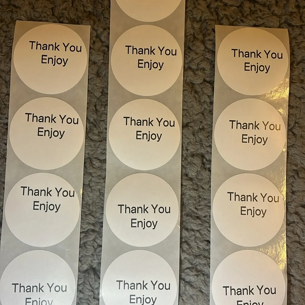 Hand Crafted Thank You Stickers 2” White Color 50 Total